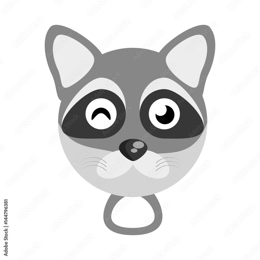 kawaii face raccoon animal fun vector illustration eps 10