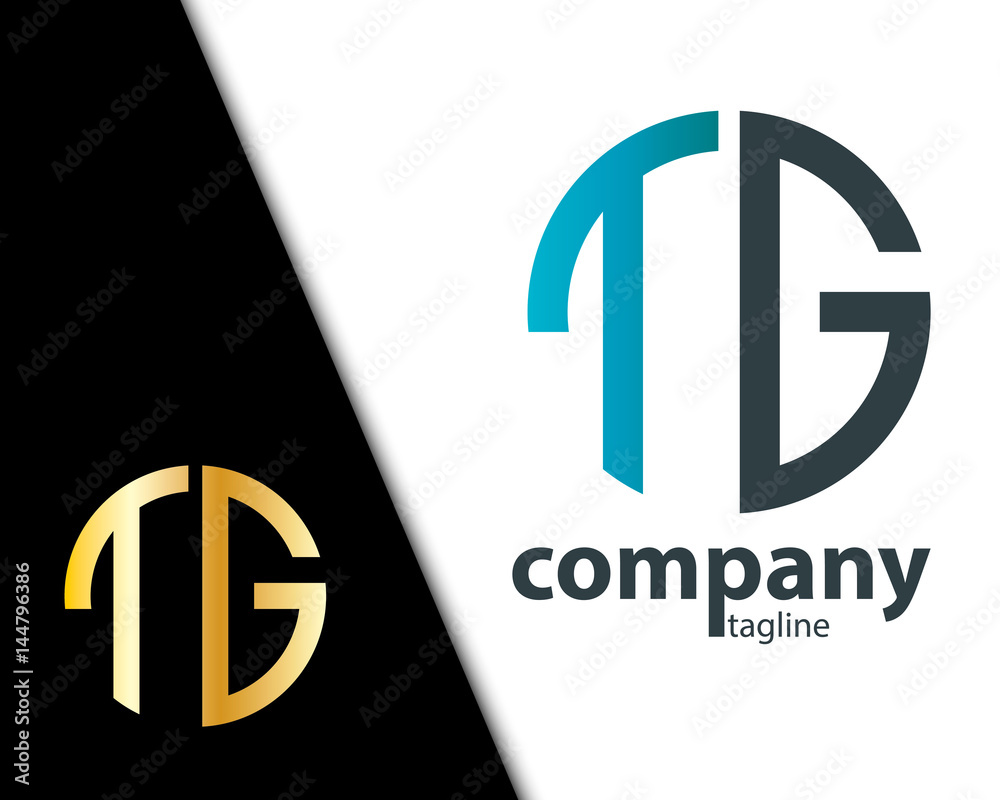 Fototapeta premium Initial Letter TG With Linked Circle Logo