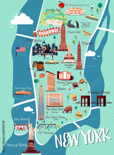 New York Manhattan Illustration Map