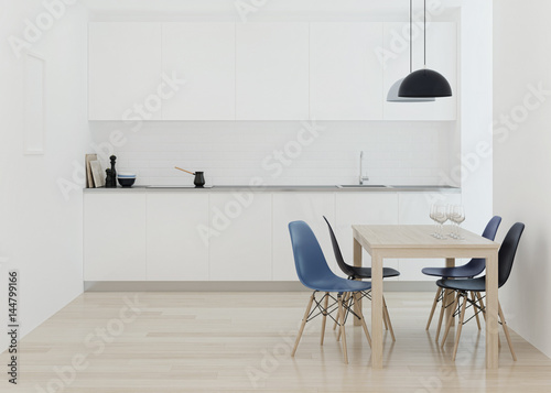 Modern kitchen interior. 3D rendering.