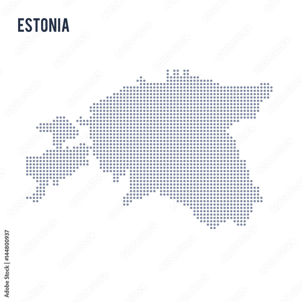 Vector dotted map of Estonia isolated on white background .