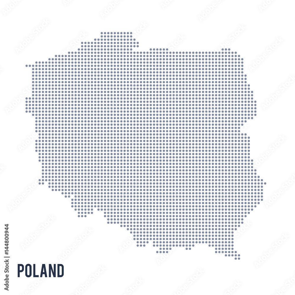 Vector dotted map of Poland isolated on white background .