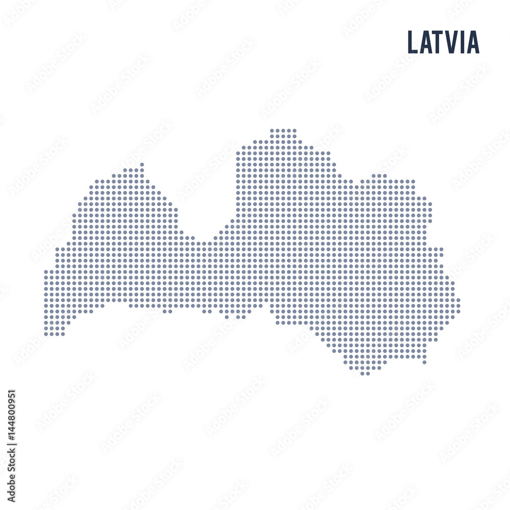 Vector dotted map of Latvia isolated on white background .