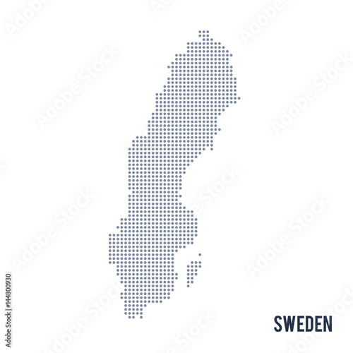 Vector dotted map of Sweden isolated on white background .