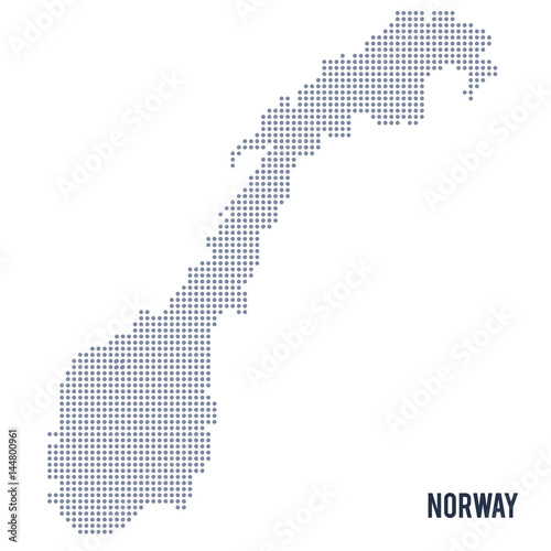Vector dotted map of Norway isolated on white background .