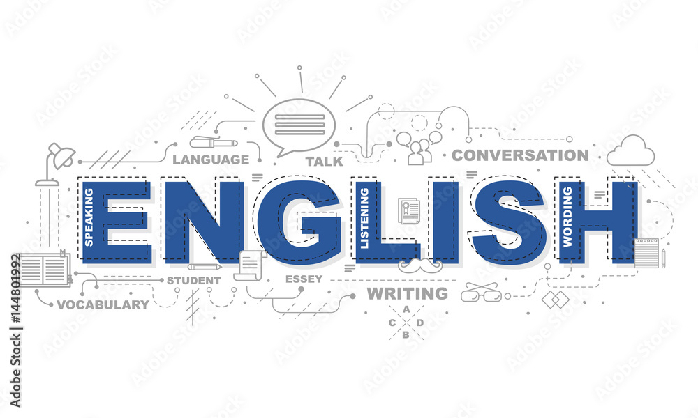 Design Concept Of Word ENGLISH Website Banner.