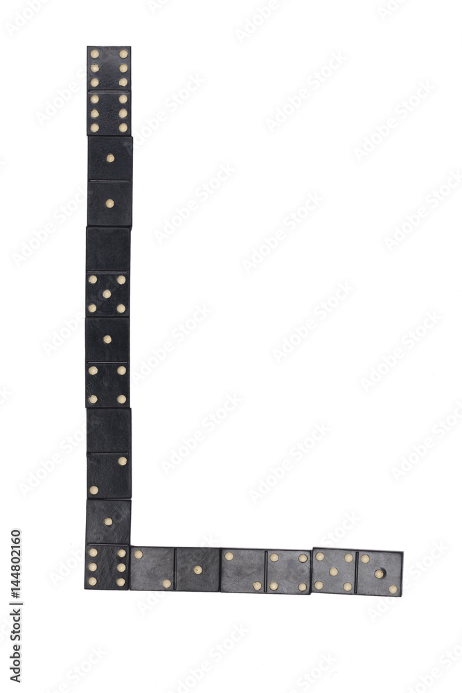letter L made of  black  dominoes tiles