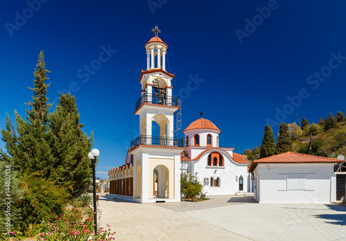 Bell tower and dome of the Orthodox Church on the island of Rhodes