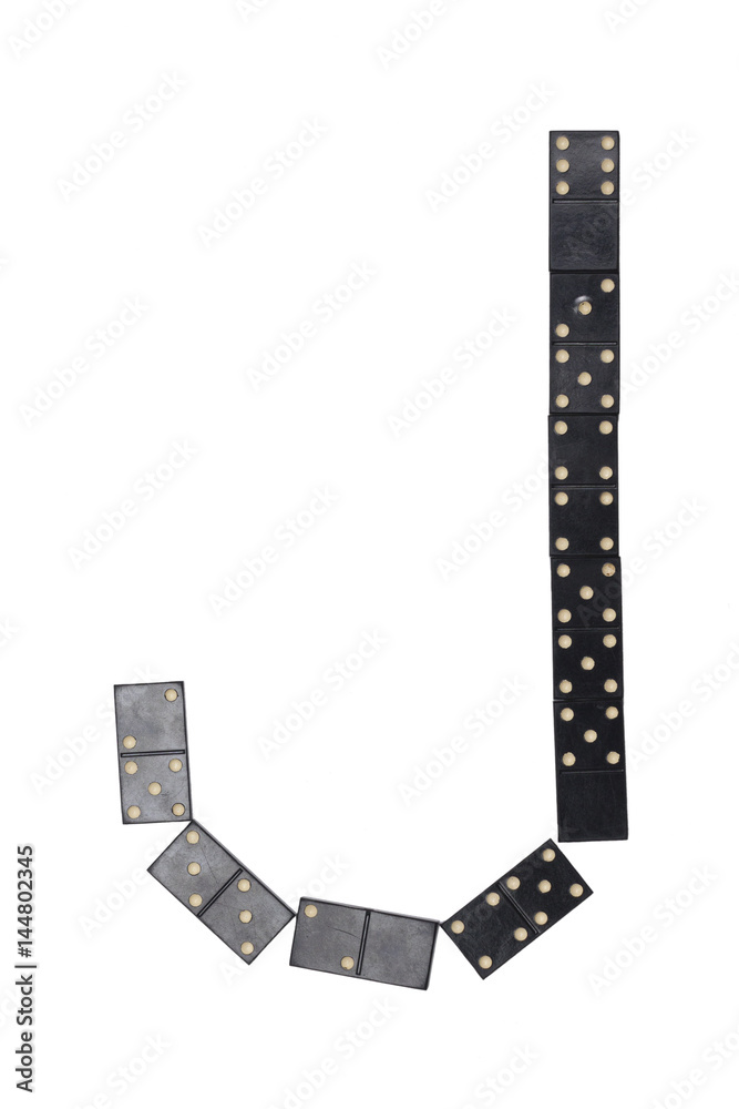 letter J made of black dominoes tiles letter J made of black dominoes tiles