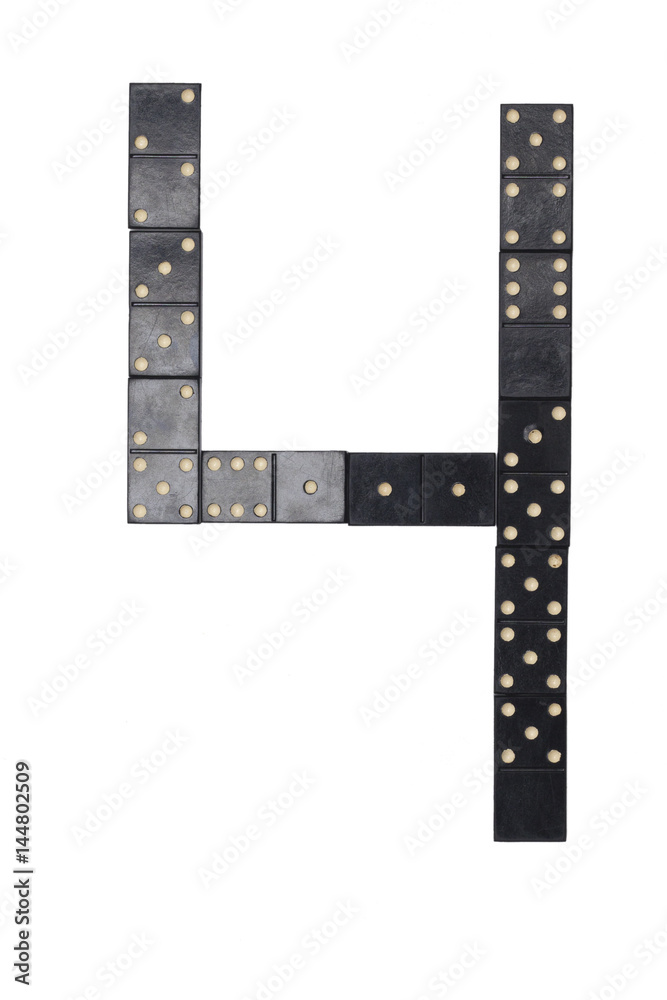 number four made of black dominoes tiles number four made of black dominoes tiles