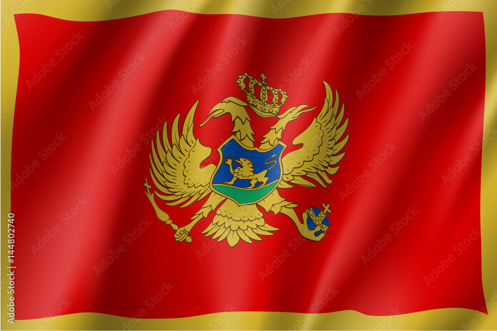 National flag of Montenegro country. Patriotic state symbol in official colors. Illustration of Sounhern European country flag. Vector icon National flag of Montenegro country. Patriotic state symbol in official colors. Illustration of Sounhern European country flag. Vector icon