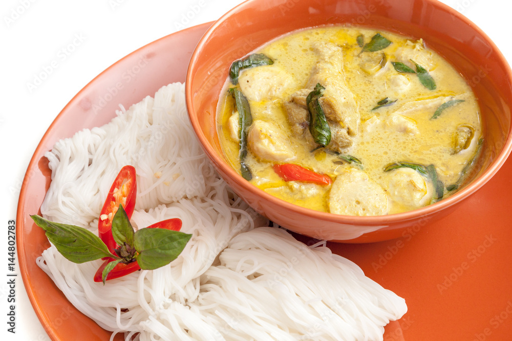 Thai curry and noodle on the plate