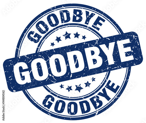 goodbye blue grunge round vintage rubber stamp