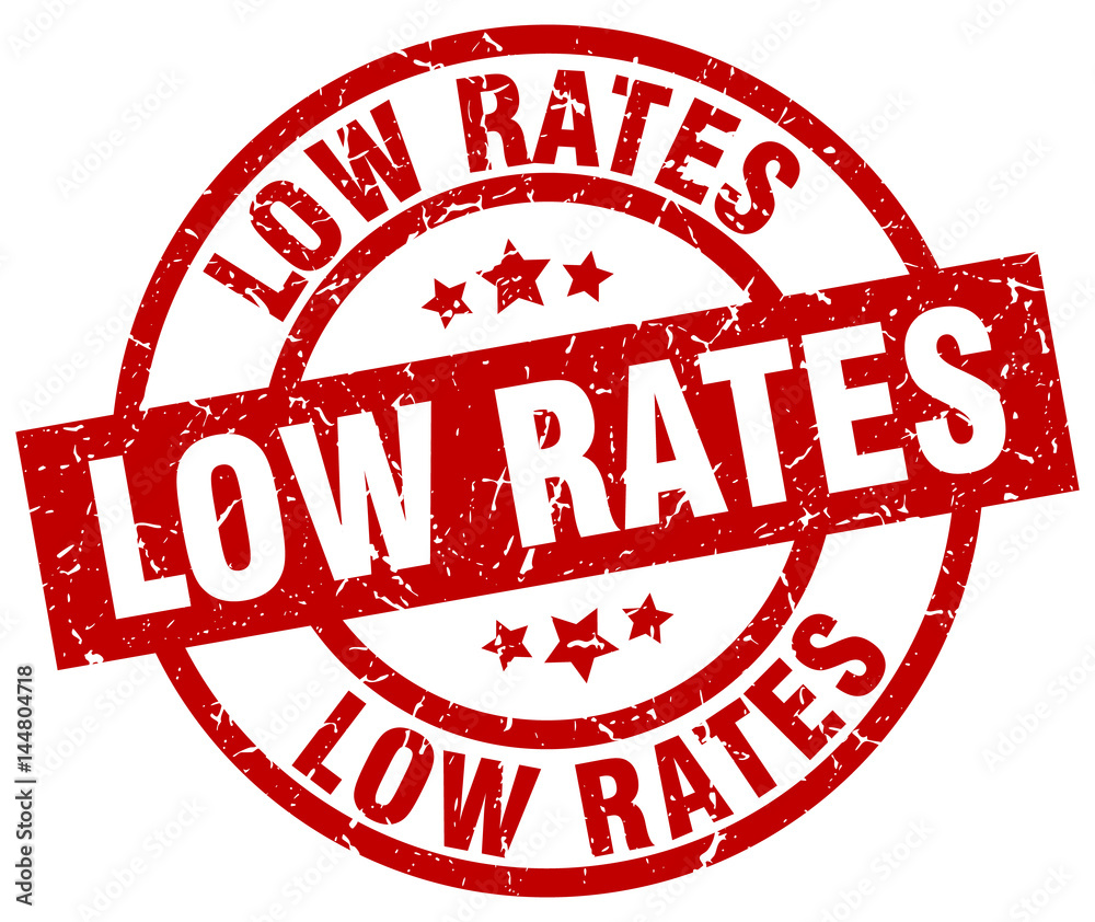 low rates round red grunge stamp low rates round red grunge stamp