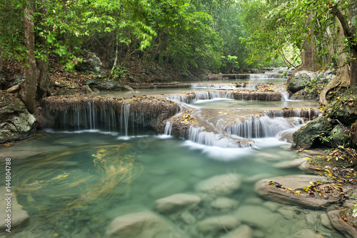 waterfall in  deep forest on mountain