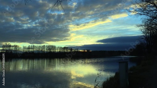 Sunset over the pond Vitek (near the village Nova Hlina) in South Bohemia, Czech Republic, Europe photo