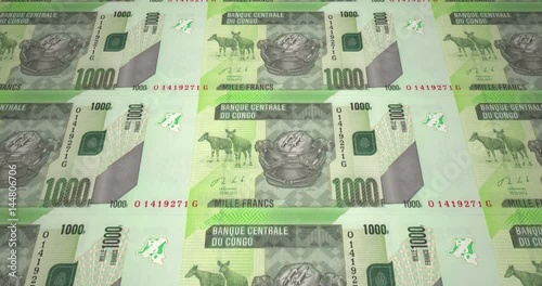 Banknotes of one thousand congolese francs of the Congo, cash money, loop