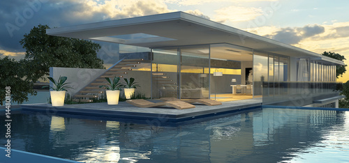 Moderne Villa mit Schwimmecken  photo
