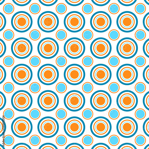 Seamless circles pattern in orange and blue
