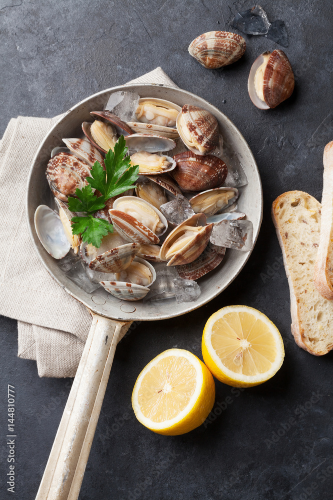Fresh seafood. Scallops Fresh seafood. Scallops