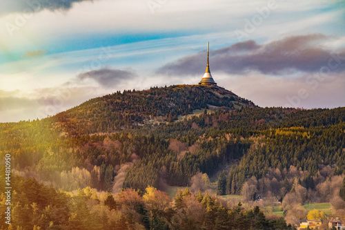 Jested tower in sunset time, Liberec, Czech Republic photo