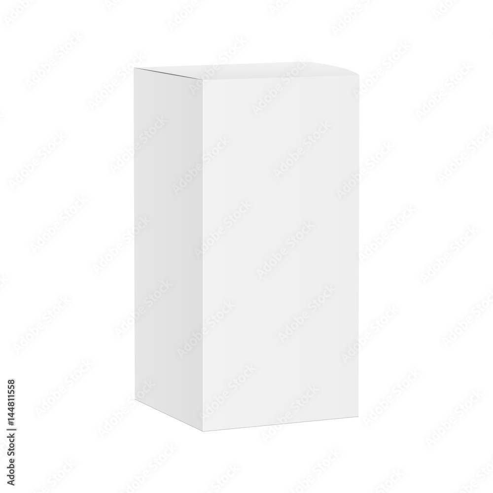 White blank closed box isolated. Make your own design using packaging mockup. Vector illustration White blank closed box isolated. Make your own design using packaging mockup. Vector illustration