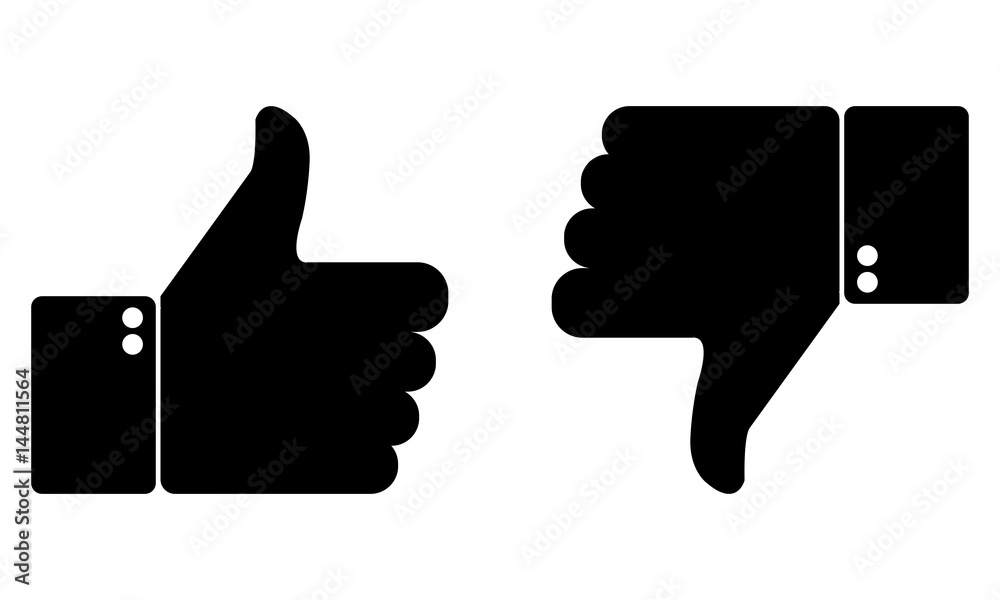 Thumbs up and down. Like and dislike web icons for social network. Vector illustration Thumbs up and down. Like and dislike web icons for social network. Vector illustration