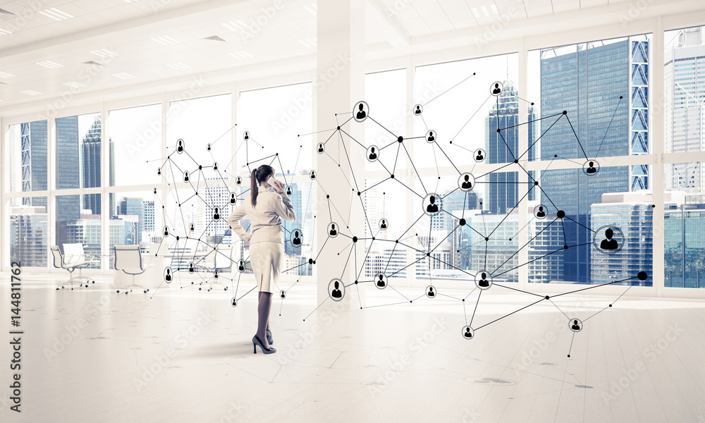 Obraz premium Networking and social communication concept as effective point f