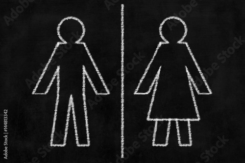 Chalkboard with WC Icon (Man and Woman Handdrawing.)