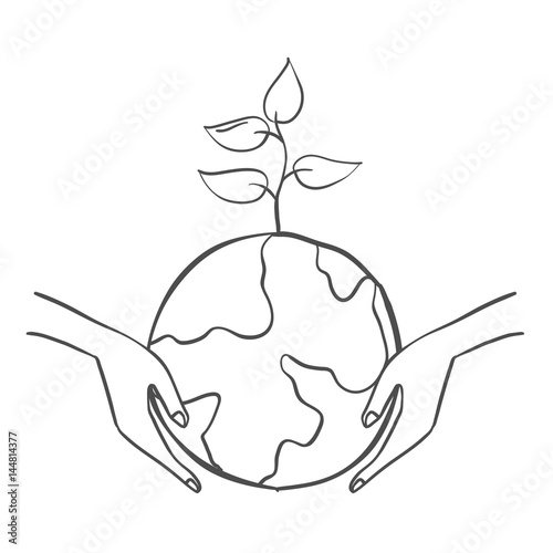 Save world with tree doodles photo