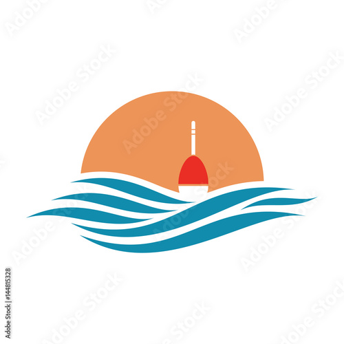illustration of label with float and sun and sea icon