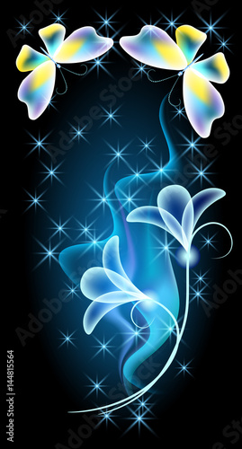 Fototapeta Butterflies with magic flower