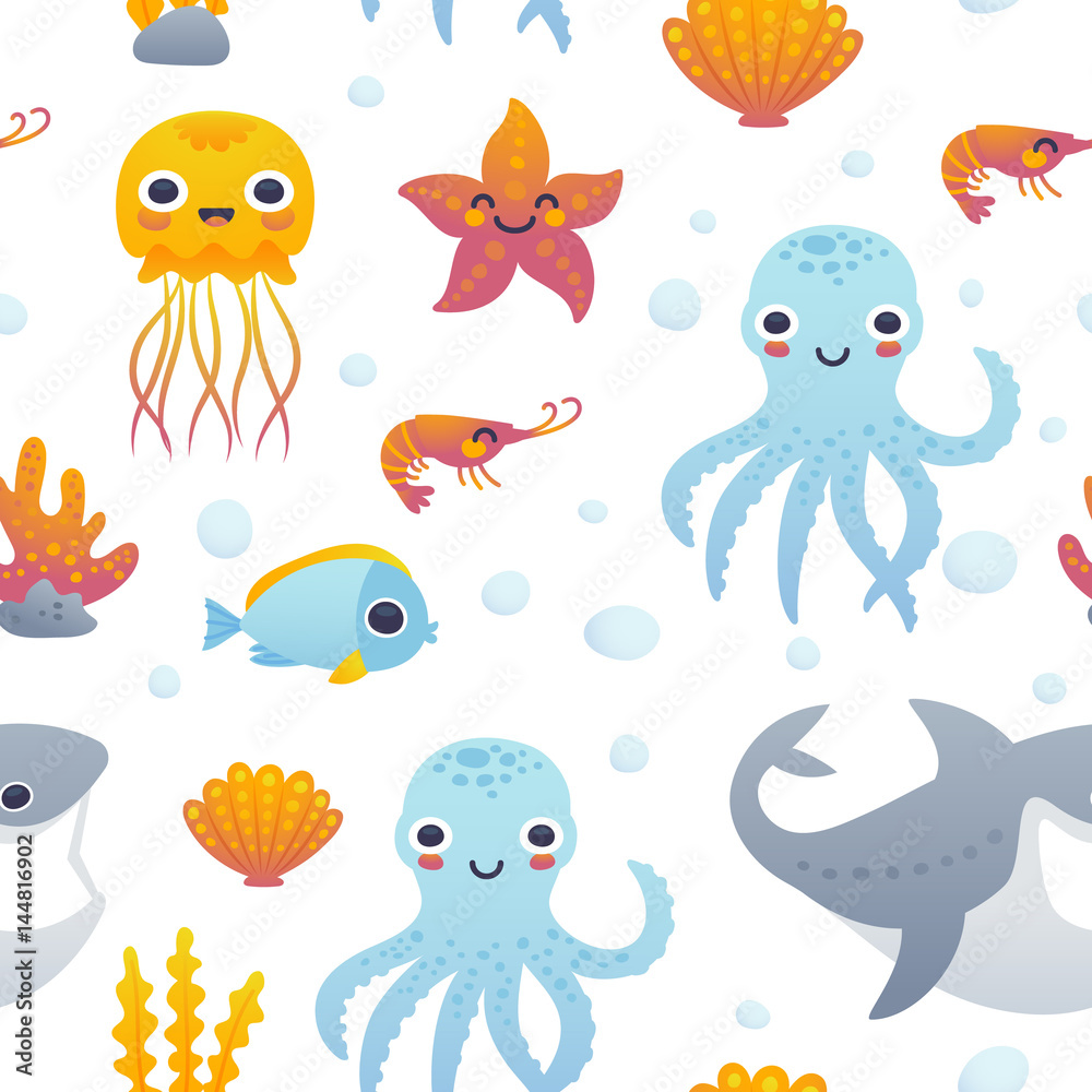 Cartoon sea animals pattern