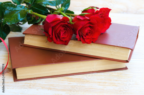 Photography Rose and Book, traditional gift for Sant Jordi, the Saint Georges Day