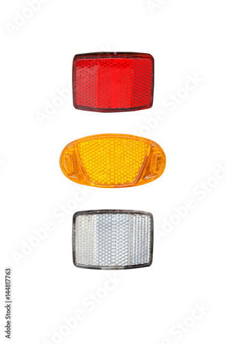 Bicycle light reflectors isolated on white background