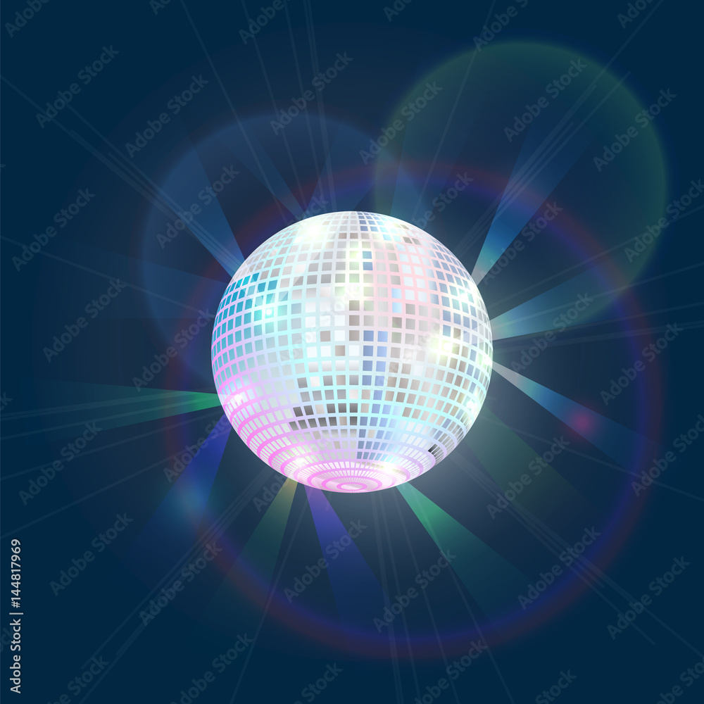 Obraz premium Disco ball, executed in style arcades the 80s.
