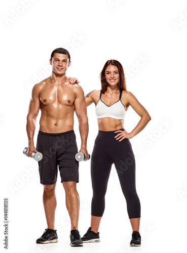 Workout people with dumbbells