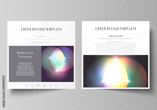 Business templates for square brochure, magazine, flyer, booklet or annual report. Leaflet cover, abstract vector layout. Retro style, mystical Sci-Fi background. Futuristic trendy design.