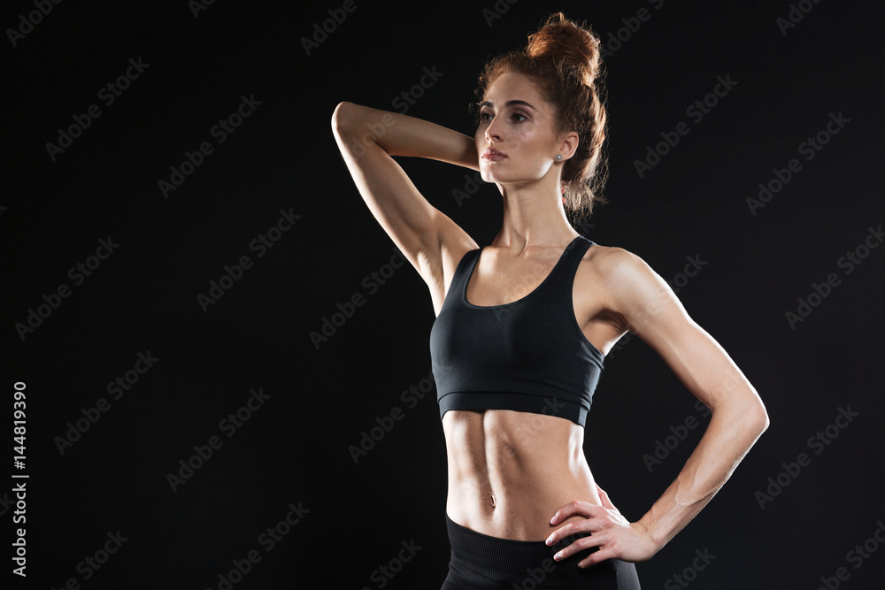 Concentrated serious young sports lady Concentrated serious young sports lady