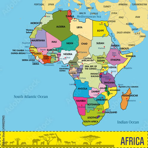 Map of Africa with all countries and their capitals