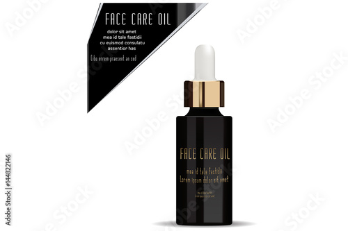 Face care oil. Vector Illustration. Beauty product packaging.