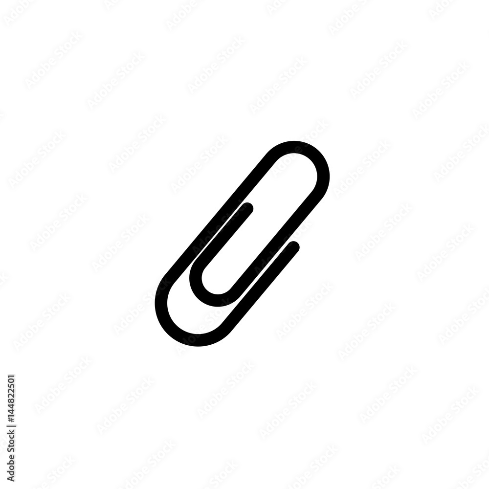 Pictogram paperclip icon. Black icon on white background.