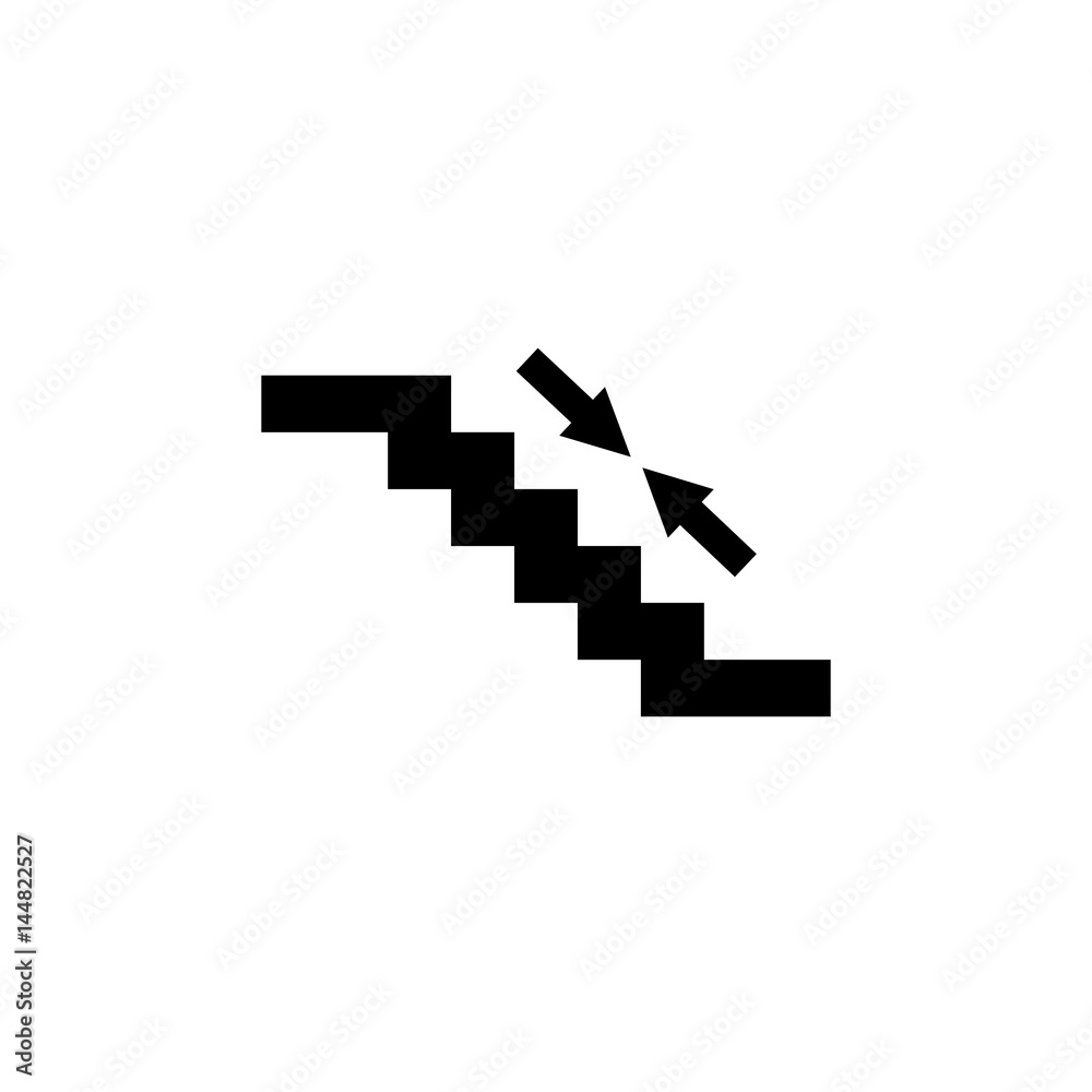 Pictogram stairs with arrows icon. Black icon on white background. Pictogram stairs with arrows icon. Black icon on white background.