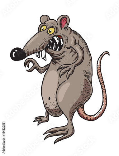 Cartoon image of evil rat. An artistic freehand picture.