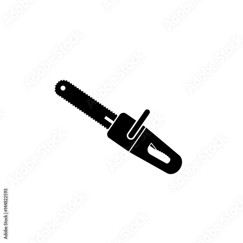Pictogram chainsaw icon. Black icon on white background. © mut_mut