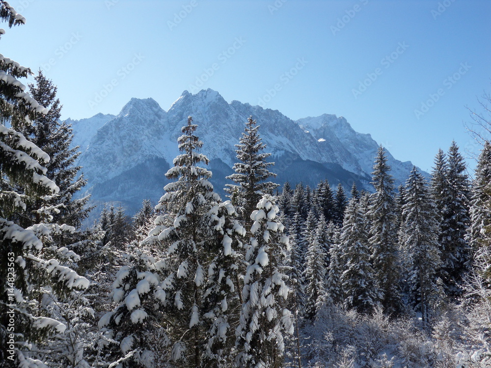 Wettersteingebirge im Winter, Grainau, Bayern, Deutschland