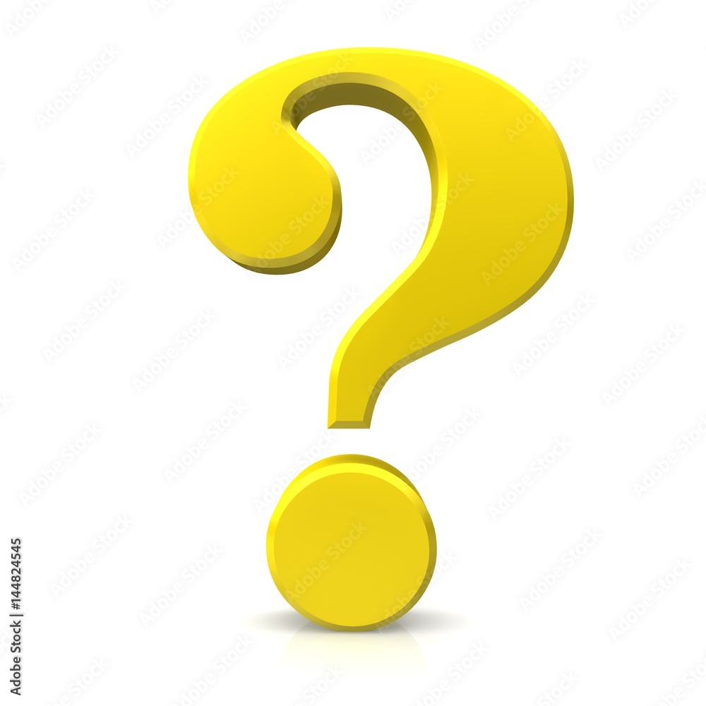 Question Mark 3d Yellow Gold White Background Rendering Icon Symbol 