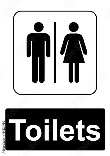 Public Information Sign isolated on a white background -  Toilets
