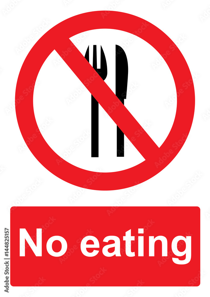 Red Prohibition Sign isolated on a white background - No eating Red Prohibition Sign isolated on a white background - No eating