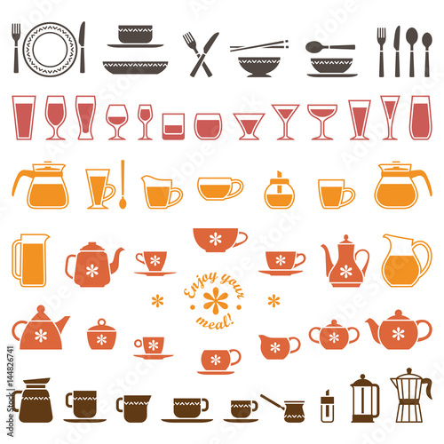 Vector icons of tableware